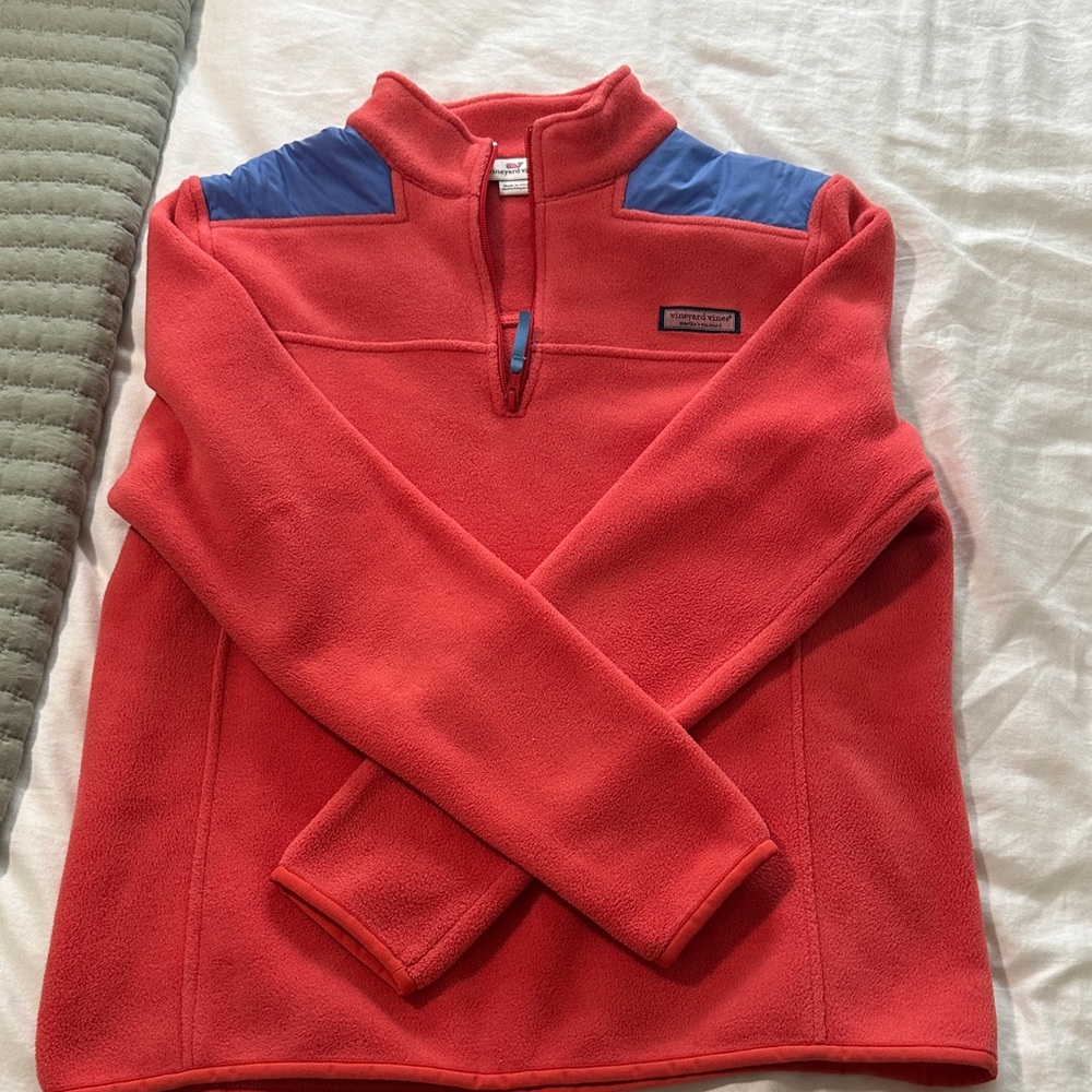 Vineyard Vines Coral and Blue Women's Fleece Jacket